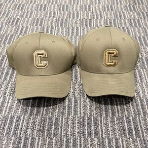 Olive Green Flexfit Cap with Embroidered C Lot of 2